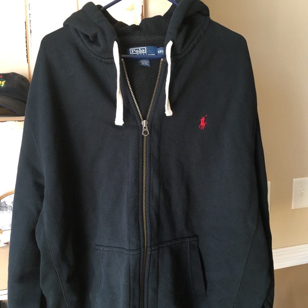 Polo Ralph Lauren full zip hoodie. Black. Worn once. NWOT.